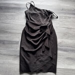 Xscape Sleeveless One Shoulder Black Dress, Size 14